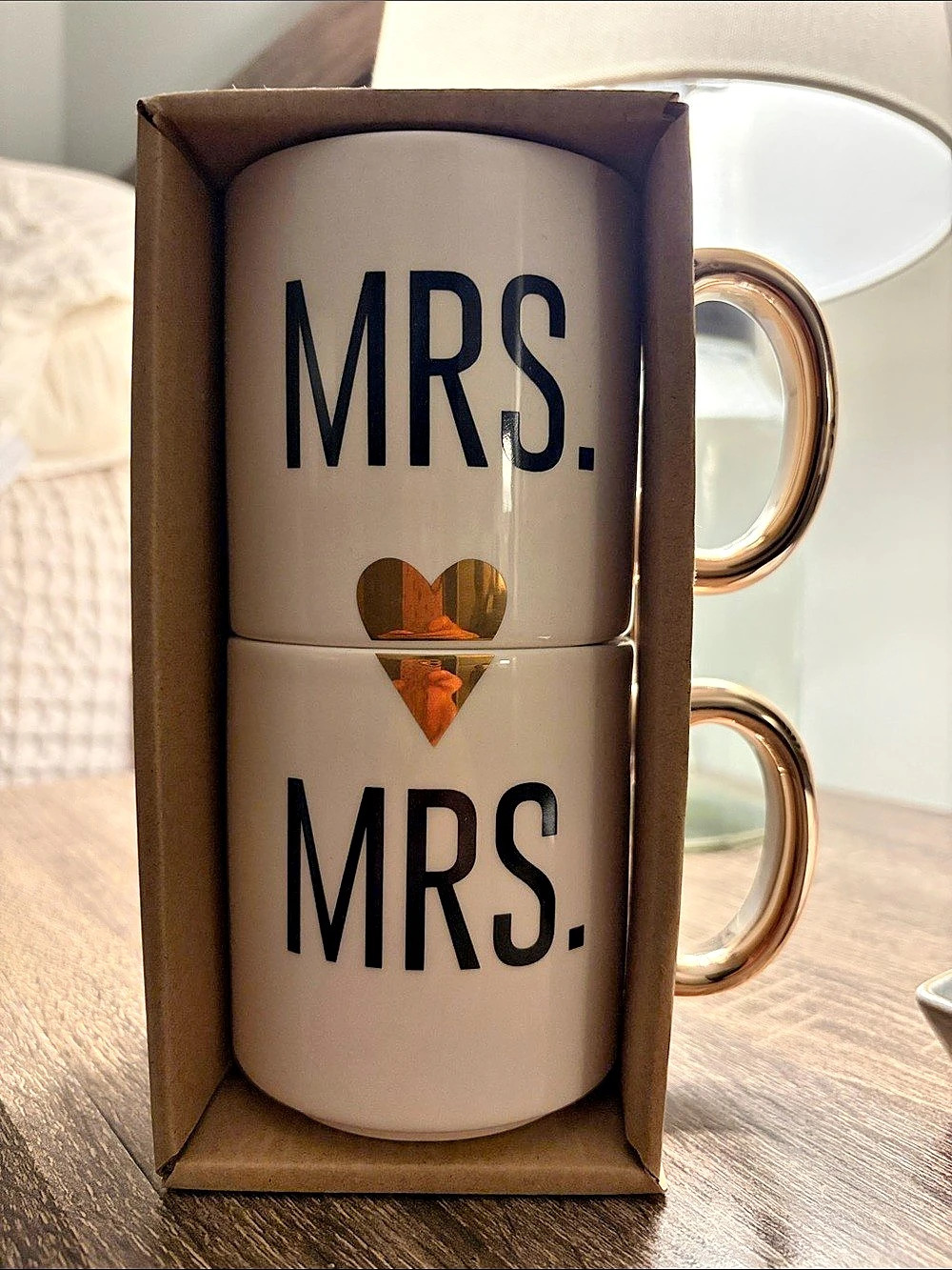 Mrs. Two-Piece Mug Set in White & Gold